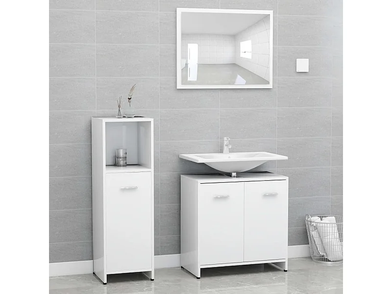 Ensemble de meubles de salle de bain 3 pcs Blanc 2