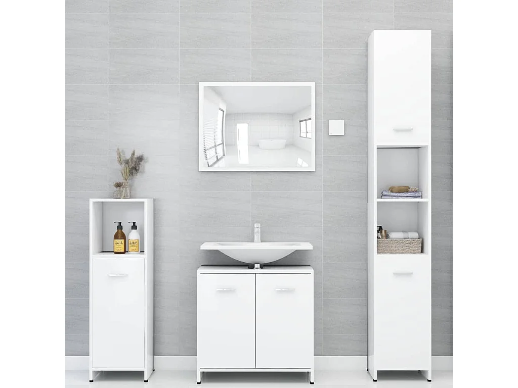 Ensemble de meubles de salle de bain 3 pcs Blanc 2
