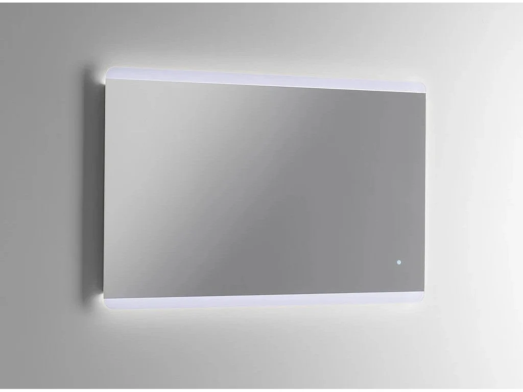 Ensemble meuble de salle de bain 2 tiroirs laqué blanc et marron et miroir lumineux Lago L 120cm 2