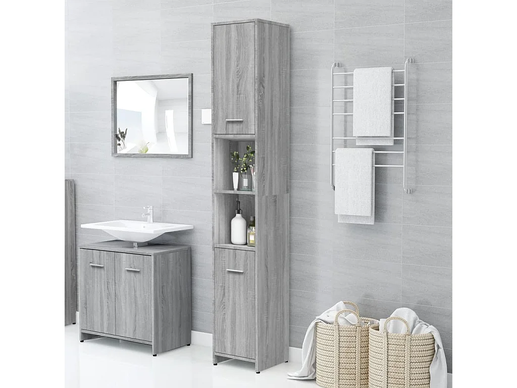 Armoire de bain Sonoma gris 30x30x183,5 Bois d'ingénierie