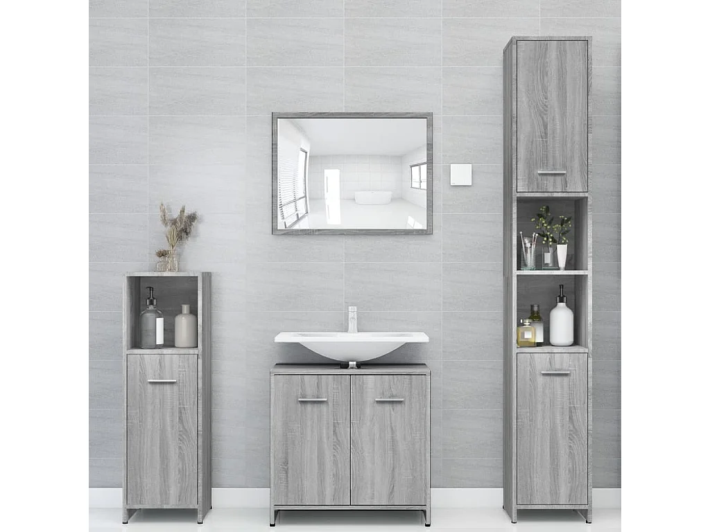 Armoire de bain Sonoma gris 30x30x183,5 Bois d'ingénierie