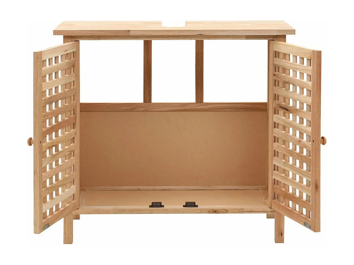 Armoire pour lavabo avec miroir Bois de noyer massif