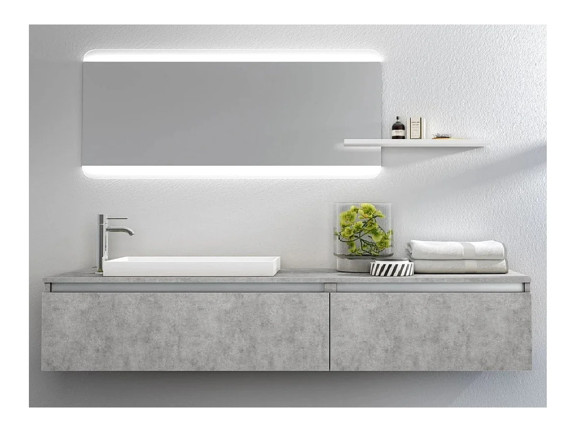 Ensemble meuble de salle de bain 2 tiroirs chêne clair et miroir à LED Teph L 170cm 2
