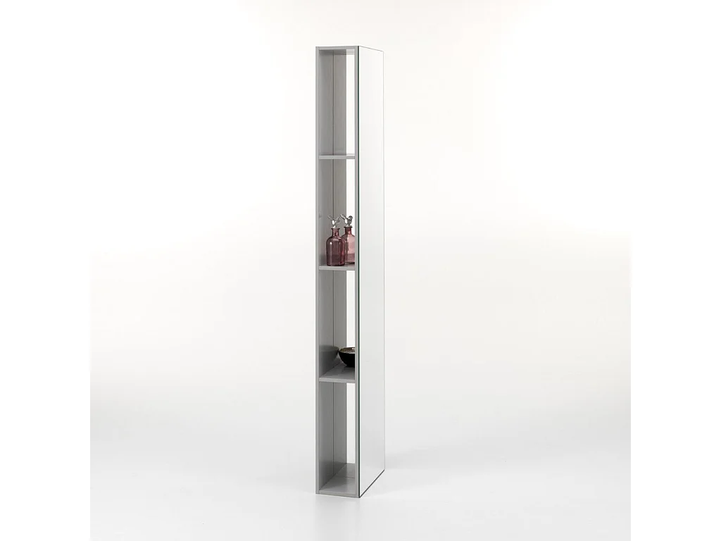 Ensemble meuble de salle de bain laqué blanc avec colonne et miroir lumineux Selb L 90cm