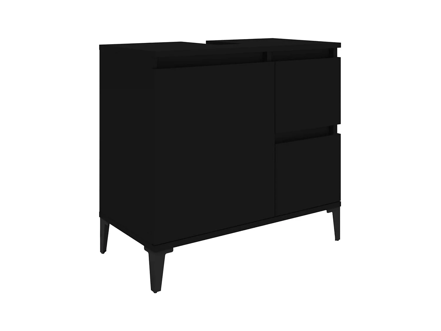 Armoire de salle de bain noir 65x33x60 bois d'ingénierie