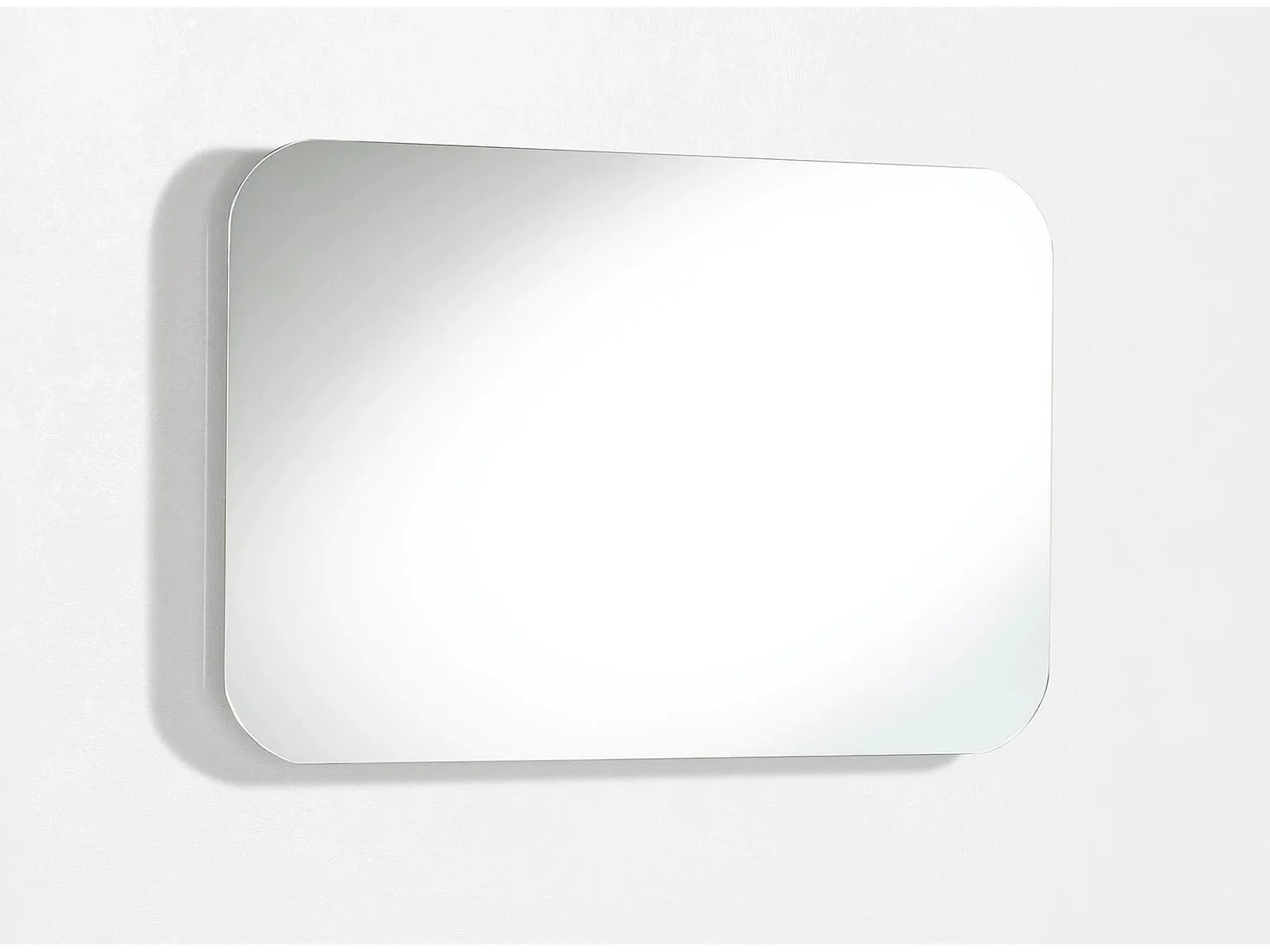 Ensemble meuble de salle de bain 3 tiroirs laqué blanc et beige et miroir à LED Oga L 100cm