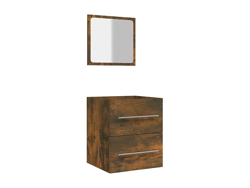 Armoire de salle de bain avec miroir Chêne fumé 41x38,5x48
