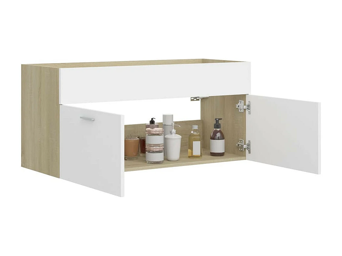 Armoire d'évier Blanc et chêne sonoma 100x38,5x46