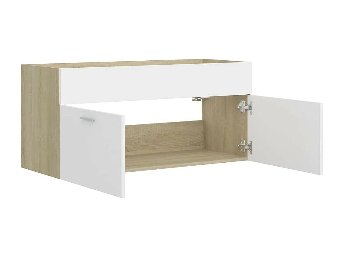 Armoire d'évier Blanc et chêne sonoma 100x38,5x46