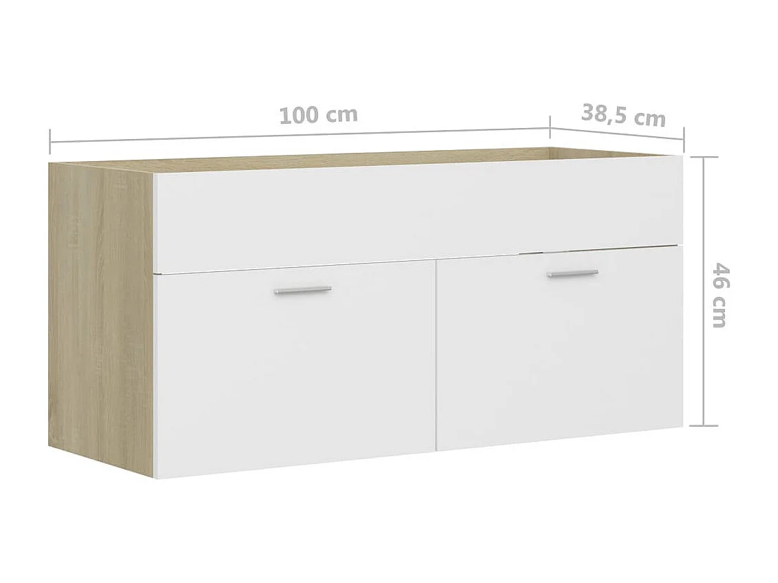 Armoire d'évier Blanc et chêne sonoma 100x38,5x46