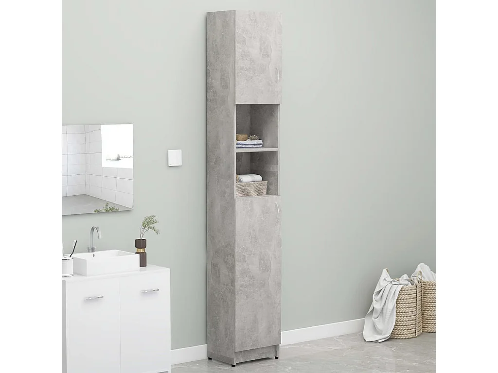 Armoire de salle de bain Gris béton 32x25,5x190