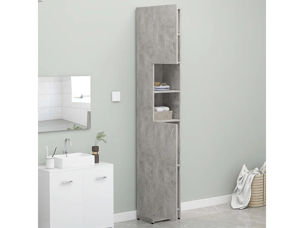 Armoire de salle de bain Gris béton 32x25,5x190