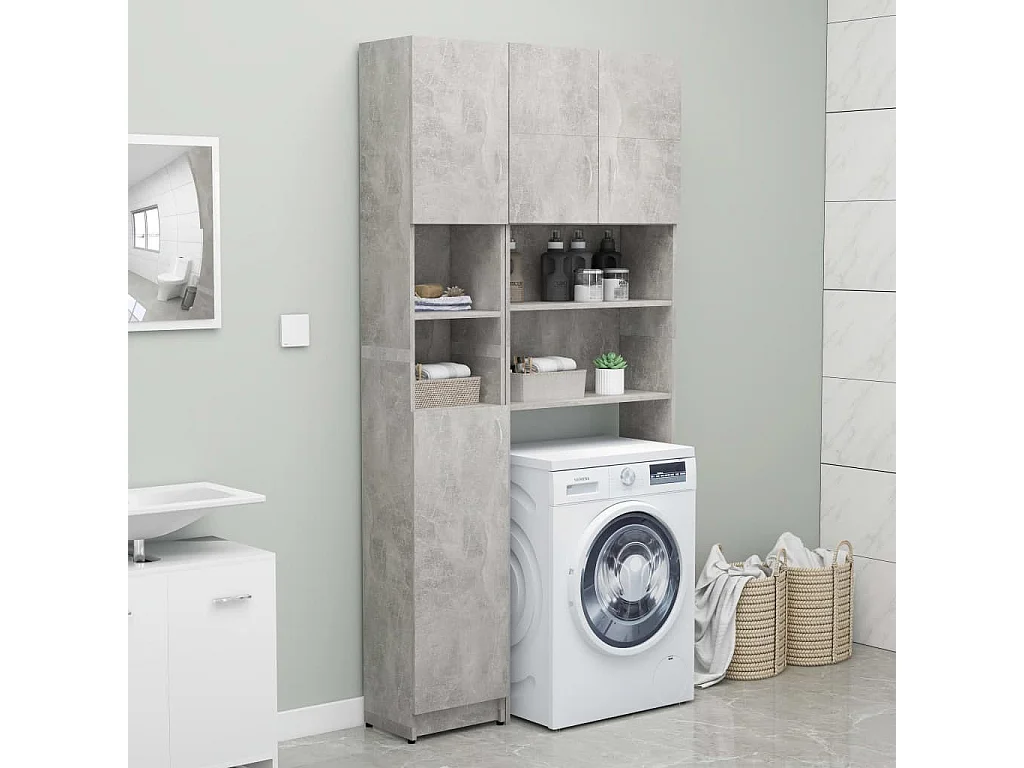 Armoire de salle de bain Gris béton 32x25,5x190