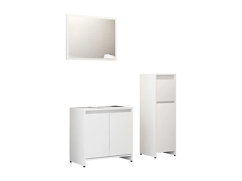 Ensemble de meubles de salle de bain 3 pcs Blanc 4