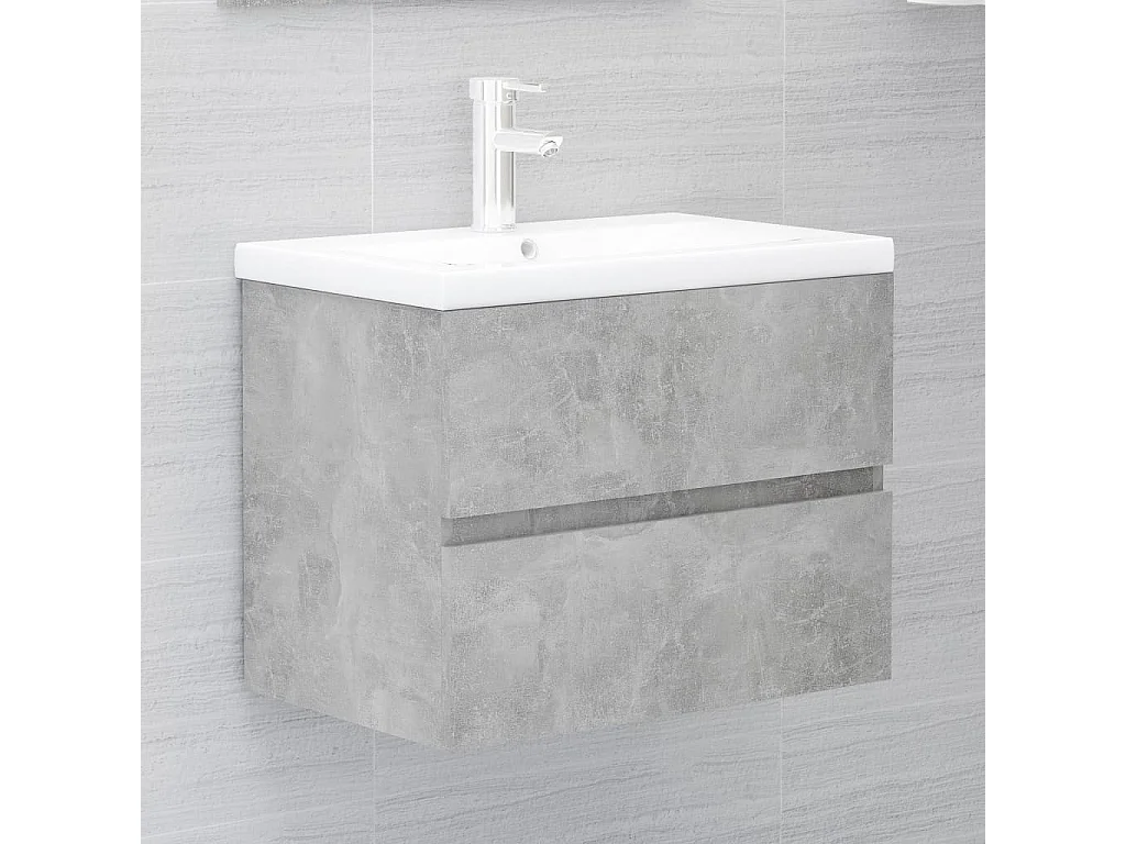 Ensemble de meubles de salle de bain 2 pcs Gris béton 5