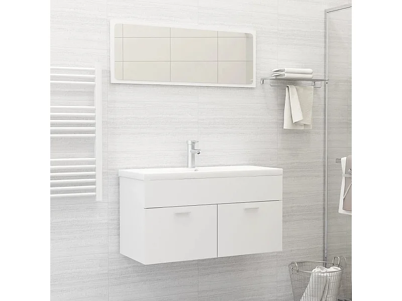 Ensemble de meubles de salle de bain 2 pcs Blanc 12