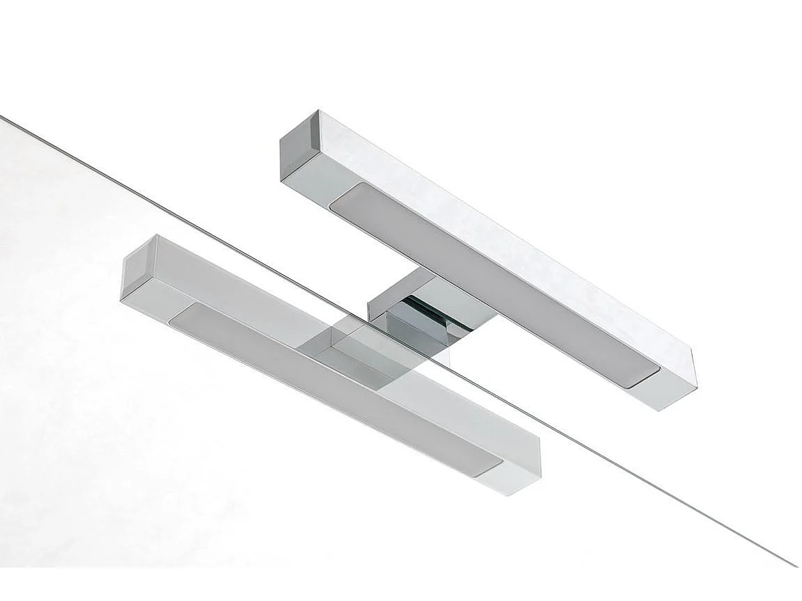 Ensemble meuble de salle de bain 1 étagère 1 armoire effet béton et laqué blanc et miroir lumineux Teph L 70cm