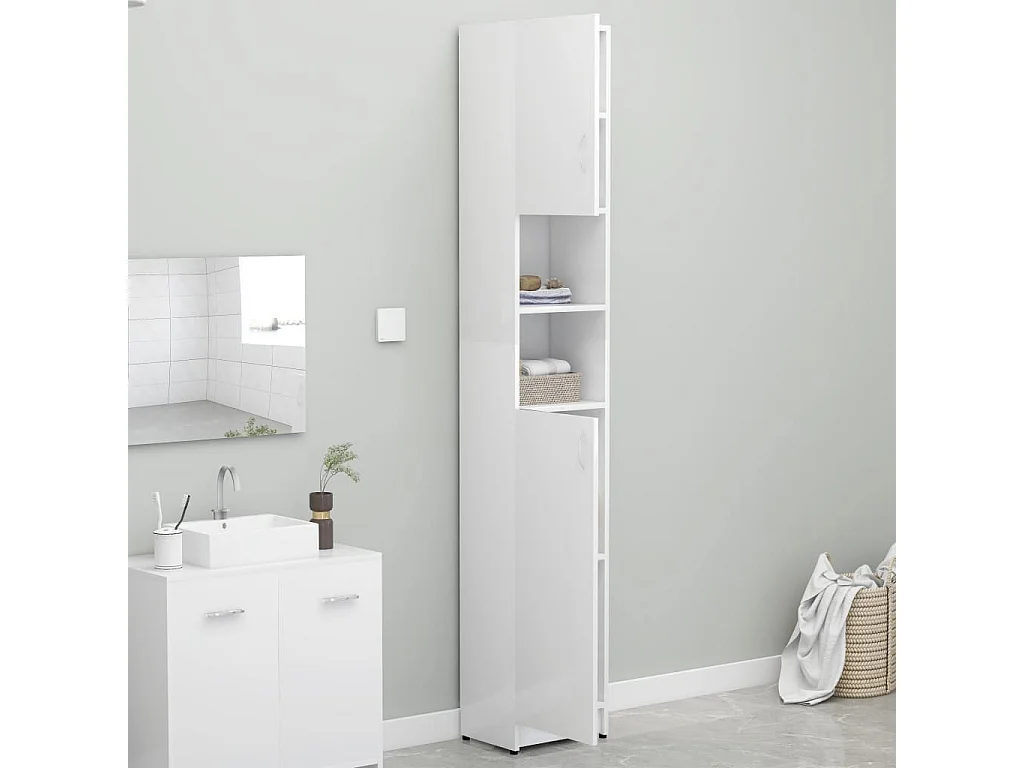 Armoire de salle de bain Blanc brillant 32x25,5x190