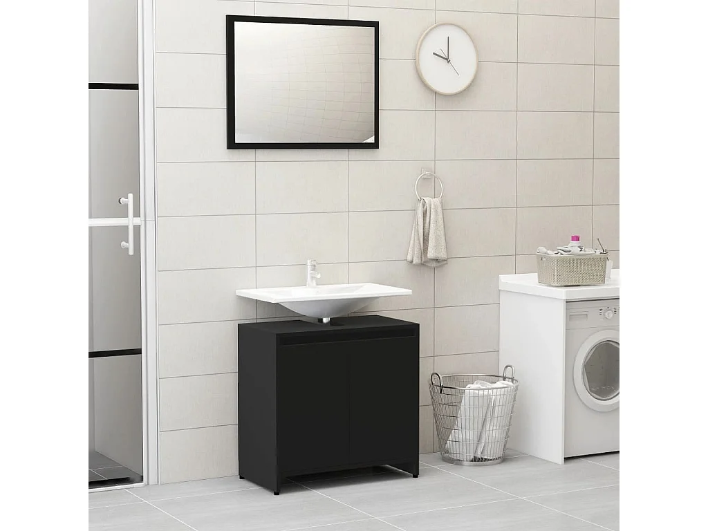 Ensemble de meubles de salle de bain 3 pcs Noir 6