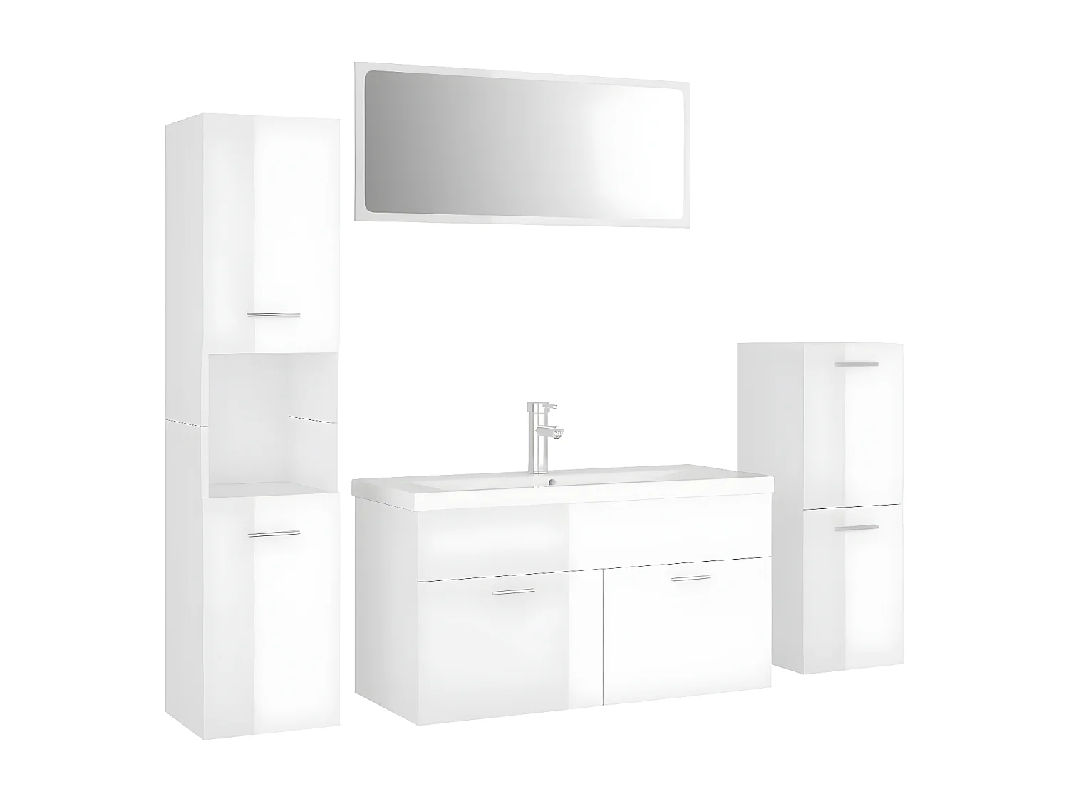 Ensemble de meubles de salle de bain Blanc brillant 12