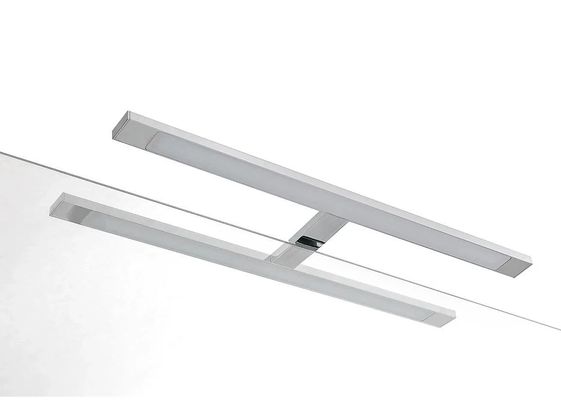 Ensemble meuble de salle de bain 2 tiroirs laqué blanc et beige et miroir à LED Goa L 120cm