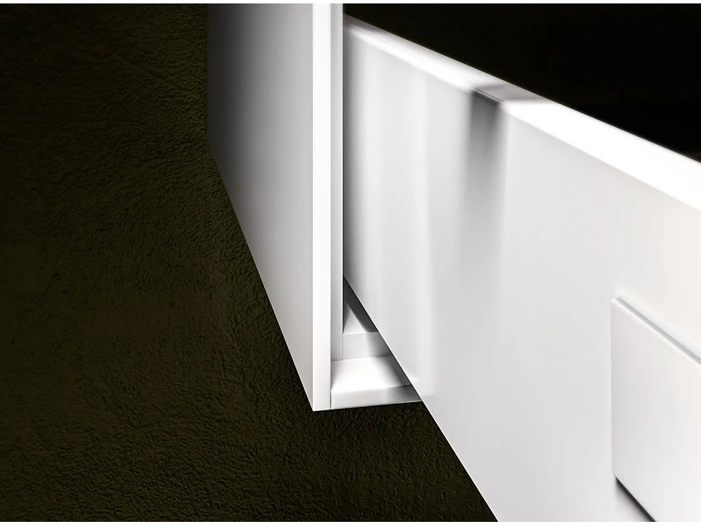 Ensemble meuble de salle de bain 2 tiroirs laqué blanc et marron et miroir à LED Goa L 120cm