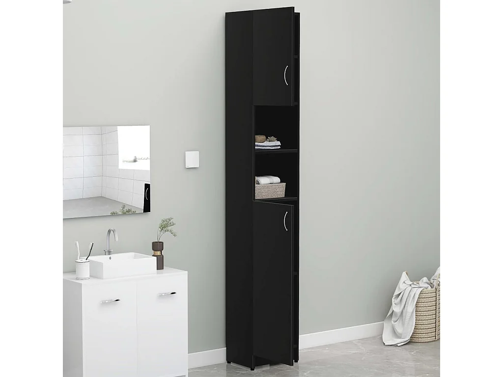 Armoire de salle de bain Noir 32x25,5x190