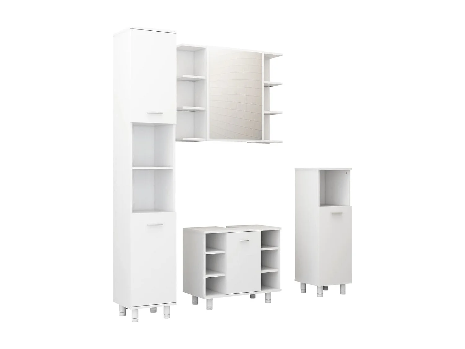 Ensemble de meubles de salle de bain 4 pcs Blanc 4