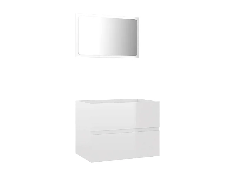 Ensemble de meubles de bain 2 pcs Blanc brillant 4