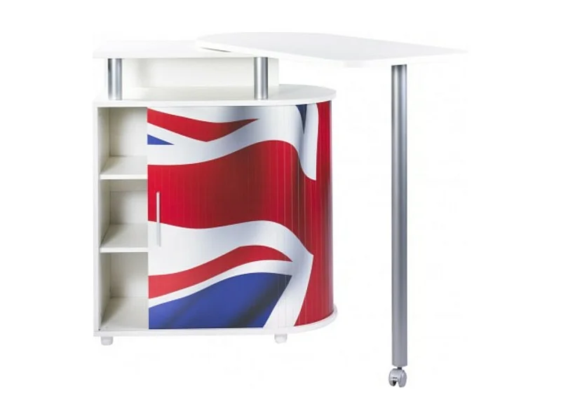 Desserte de cuisine avec table pivotante blanche décor drapeau Anglais Nantes