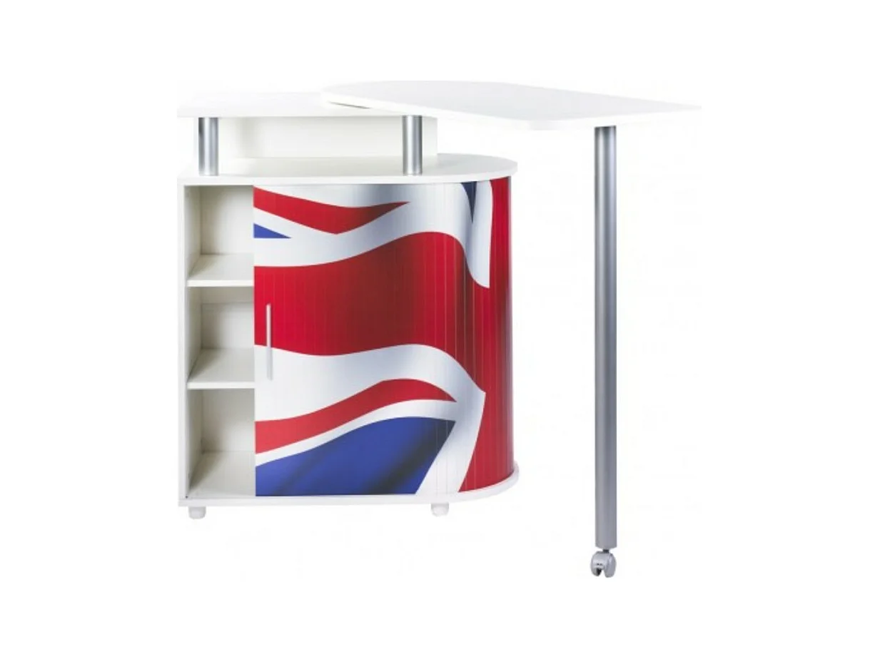 Desserte de cuisine avec table pivotante blanche décor drapeau Anglais Nantes