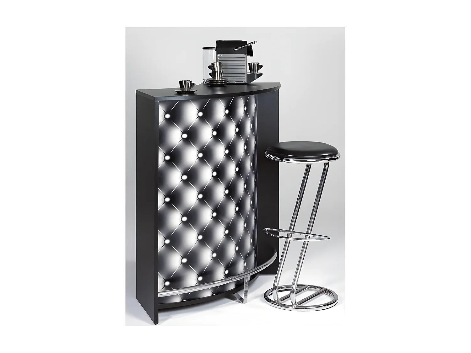 Comptoir de bar noir imprimé capiton noir Snack 106