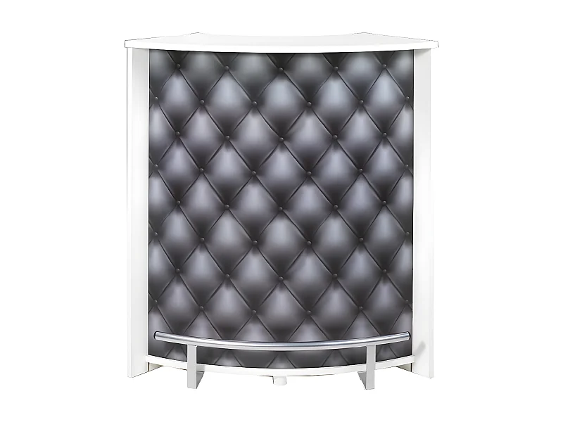 Comptoir de bar blanc et imprimé capiton noir Snack 96cm