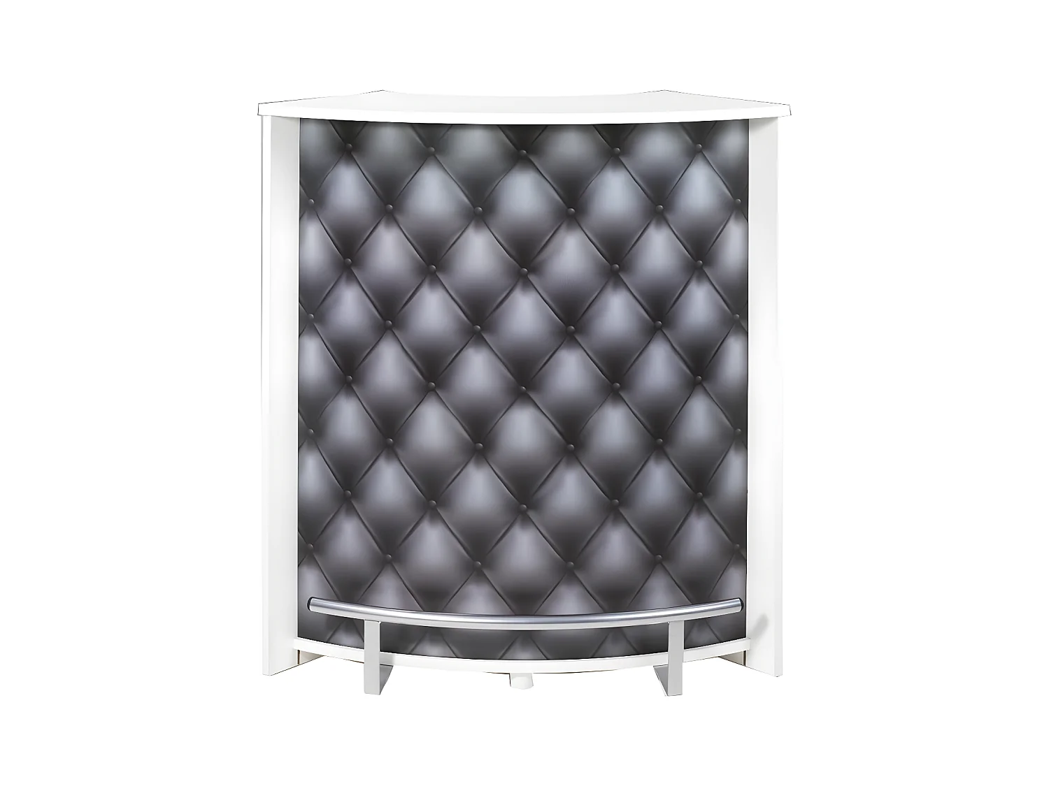 Comptoir de bar blanc et imprimé capiton noir Snack 96cm