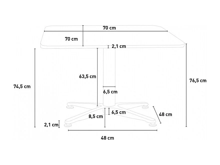 Table carrée pliante en aluminium pour bar et restaurant 70cm