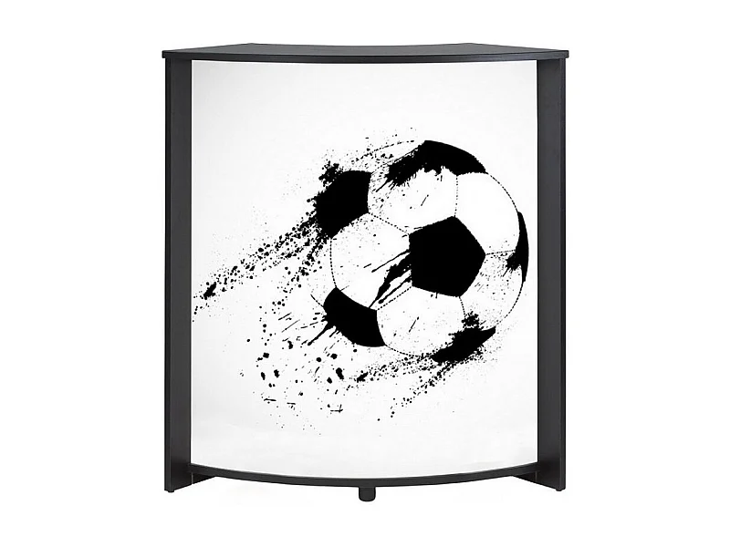Comptoir de bar noir et imprimé ballon de foot Snack 96cm