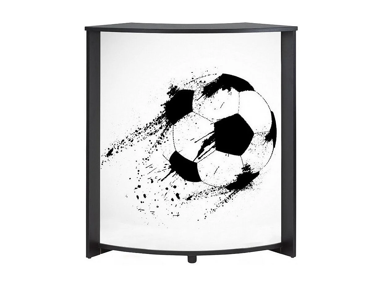 Comptoir de bar noir et imprimé ballon de foot Snack 96cm
