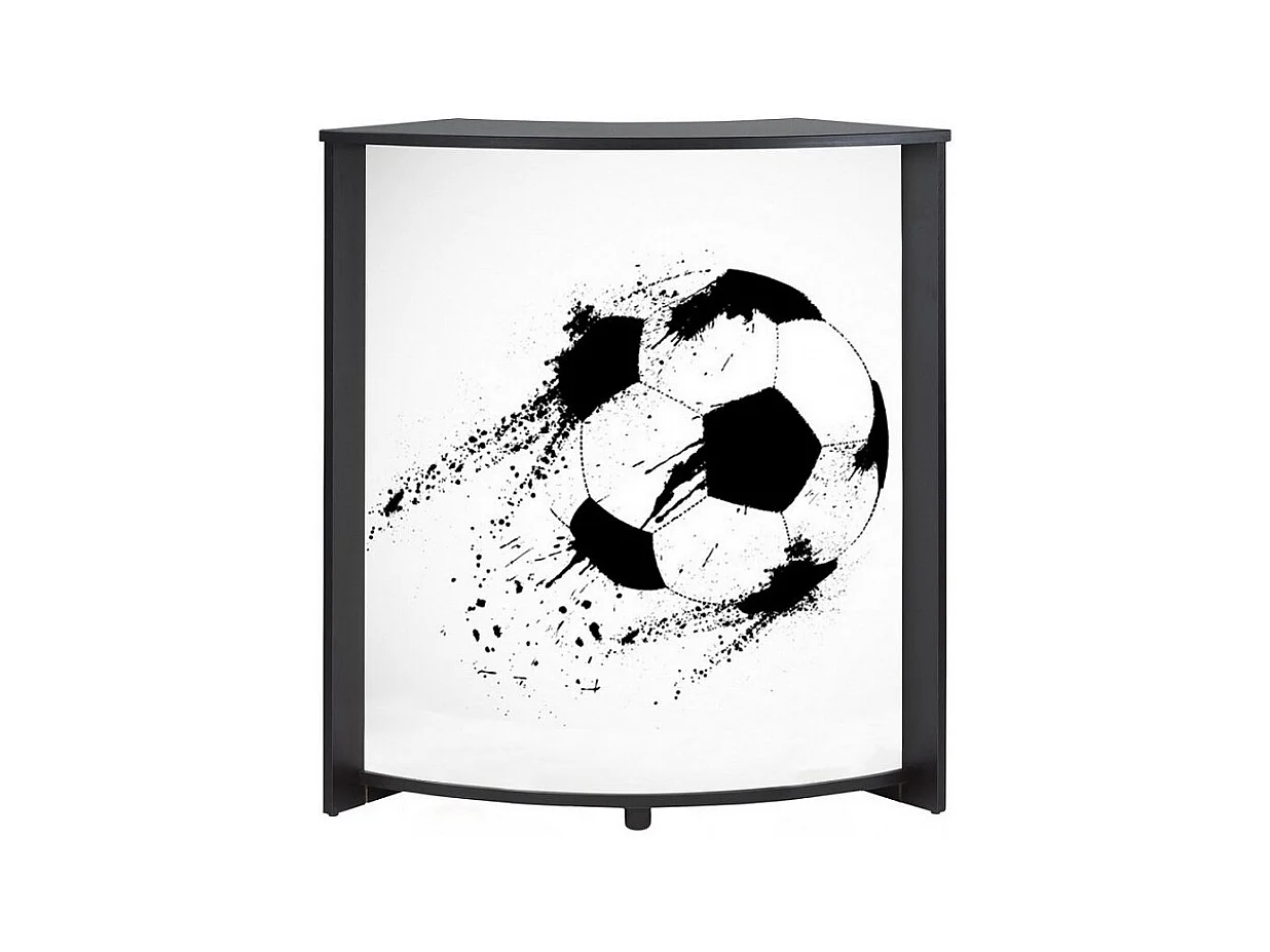 Comptoir de bar noir et imprimé ballon de foot Snack 96cm
