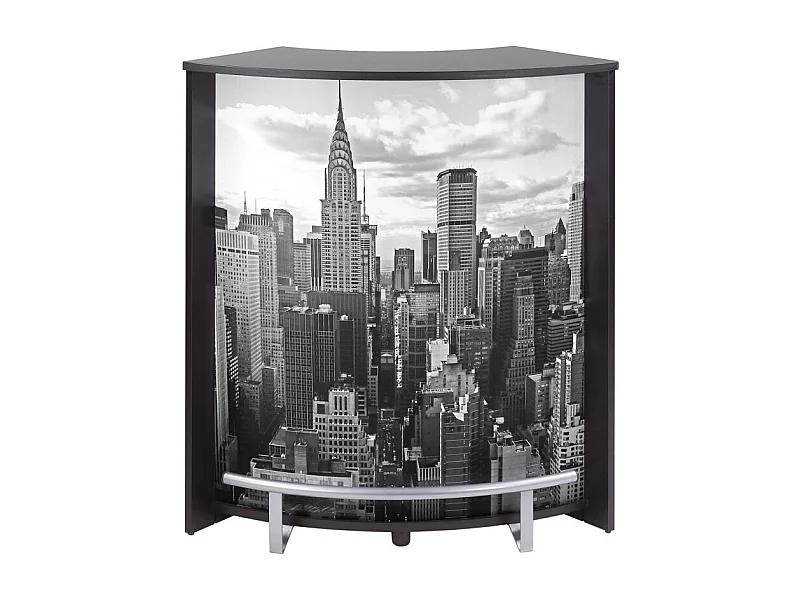 Comptoir de bar noir et imprimé New York Snack 96cm