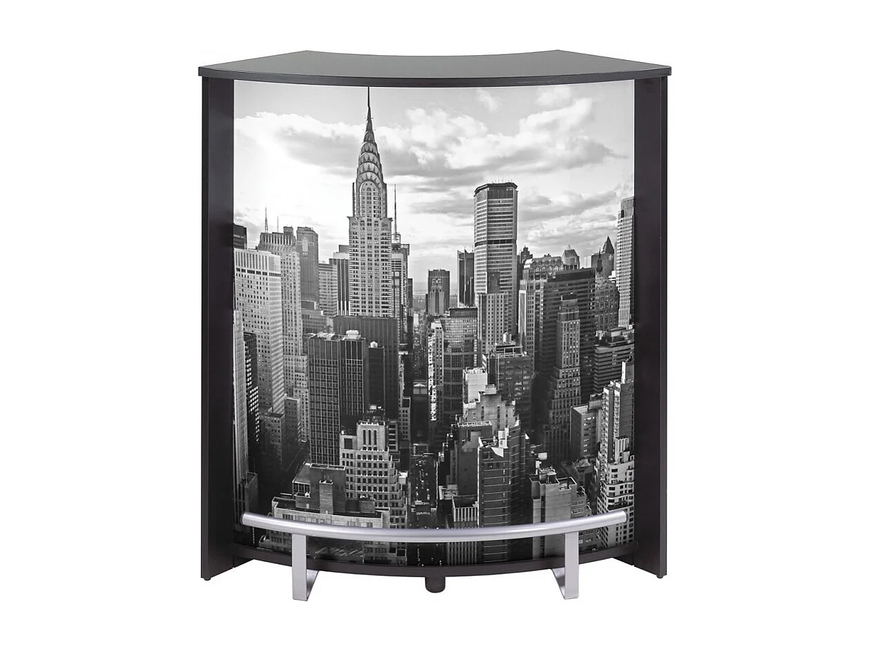 Comptoir de bar noir et imprimé New York Snack 96cm