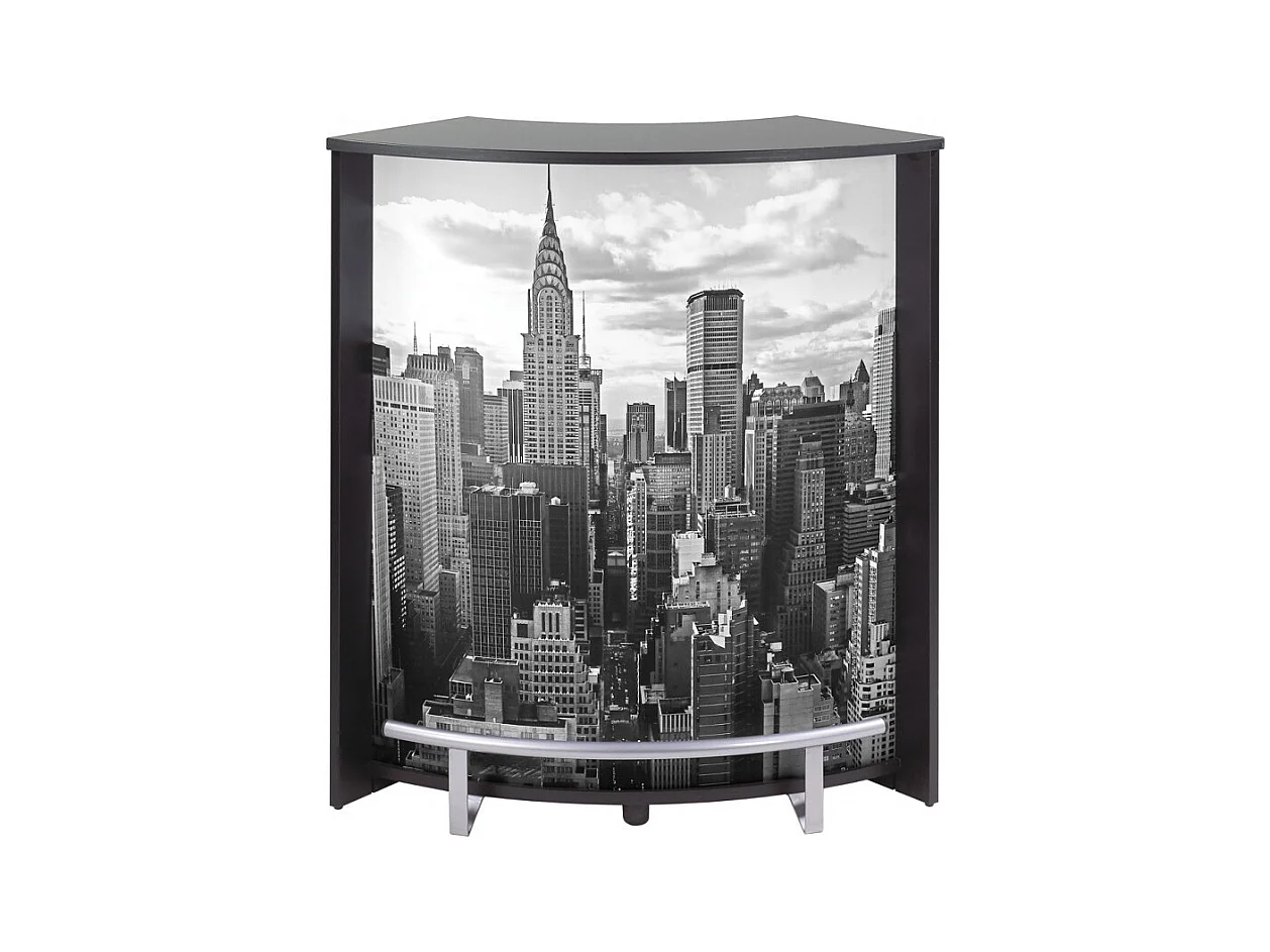 Comptoir de bar noir et imprimé New York Snack 96cm