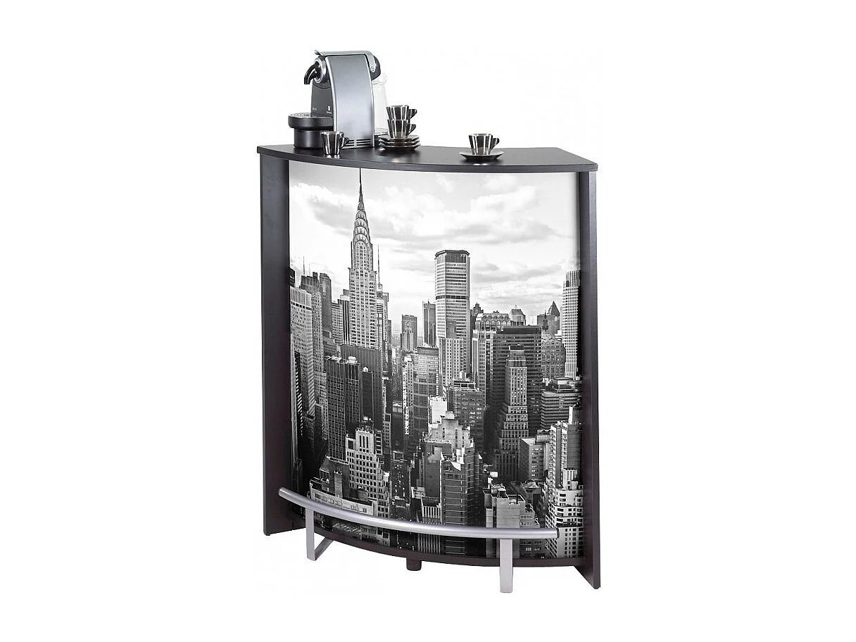 Comptoir de bar noir et imprimé New York Snack 96cm