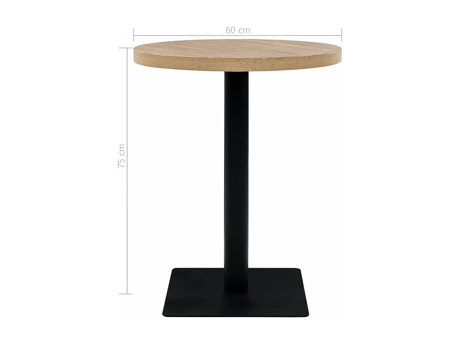 Table de bistro MDF et acier Rond 60x75 Couleur de chêne