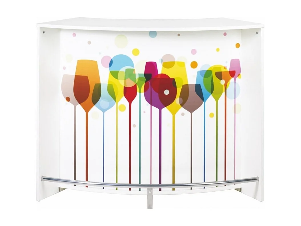 Comptoir de bar blanc et imprimé verres Snack 134