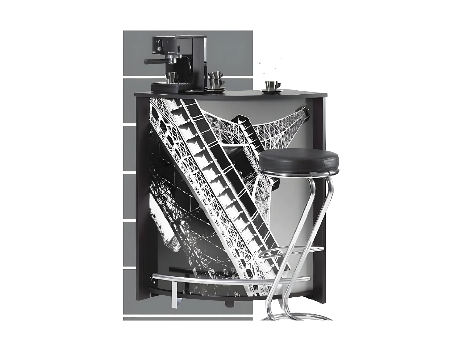 Zwarte toog met Eiffeltoren print Snack 96