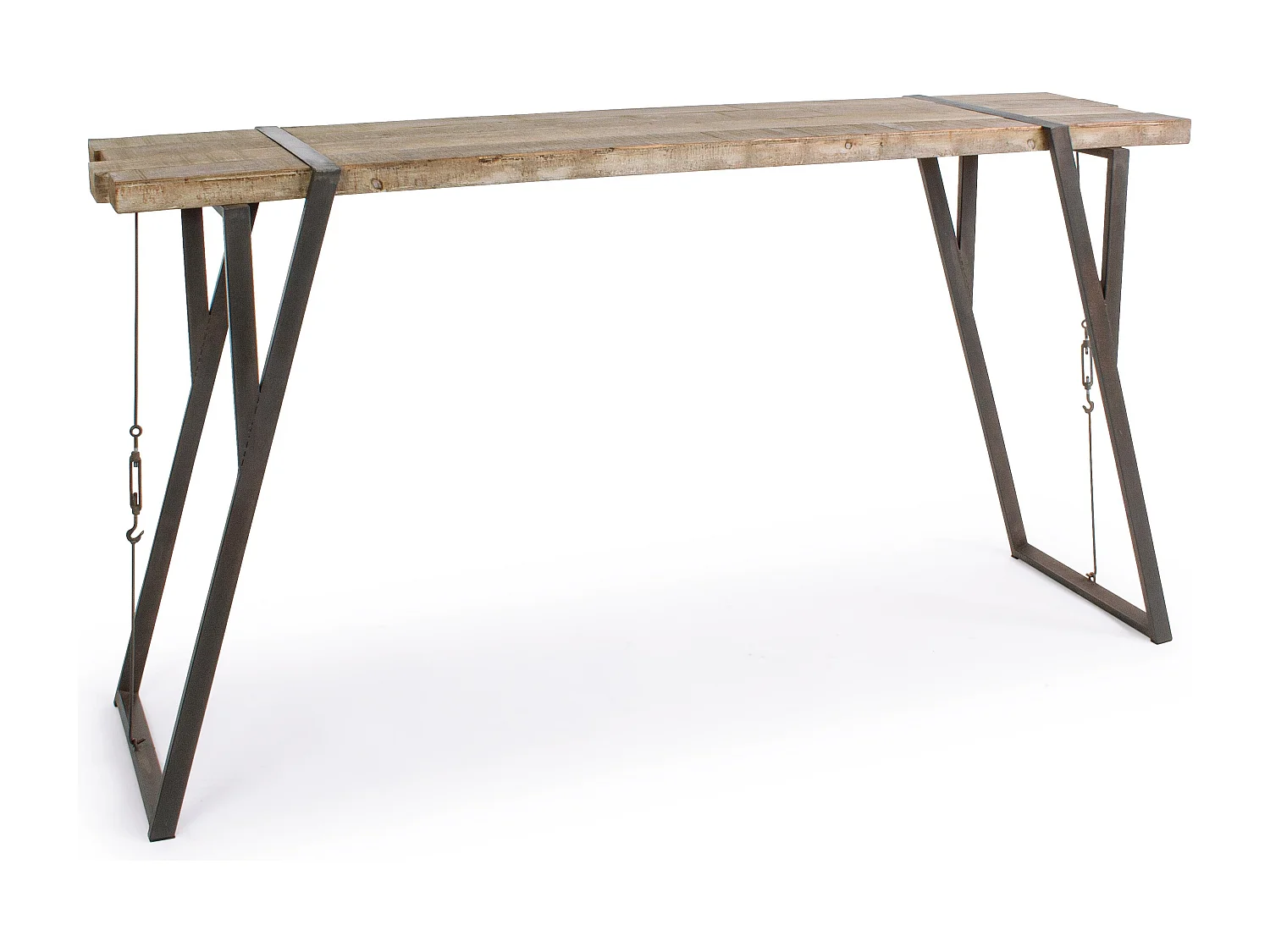 Table bar en bois de sapin et pieds acier Bibo L 200cm