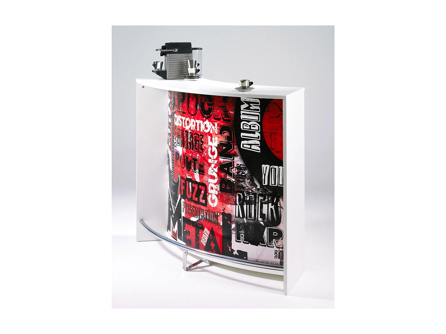 Comptoir de bar blanc et imprimé rock Snack 134