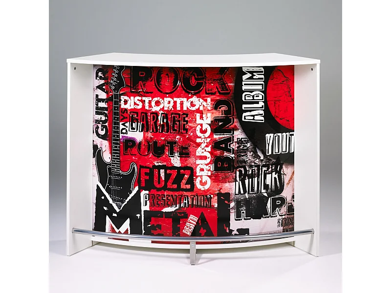 Comptoir de bar blanc et imprimé rock Snack 134