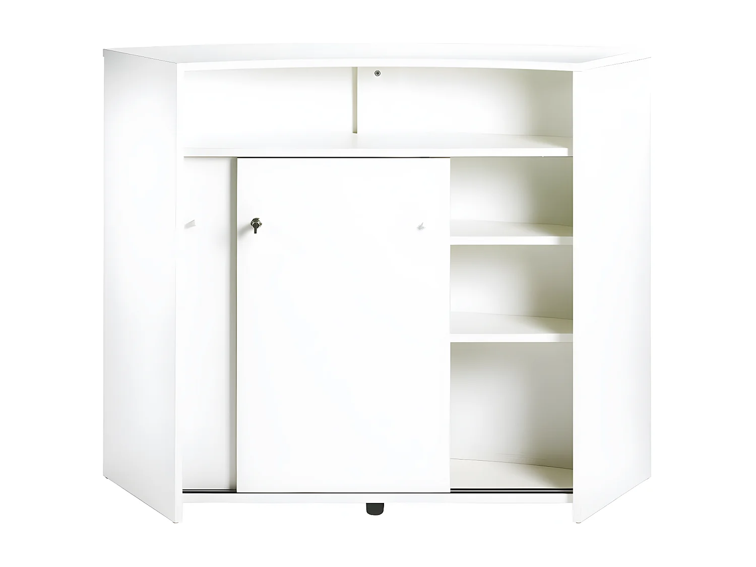 Comptoir de bar 2 portes blanc et imprimé verre Snack 134cm