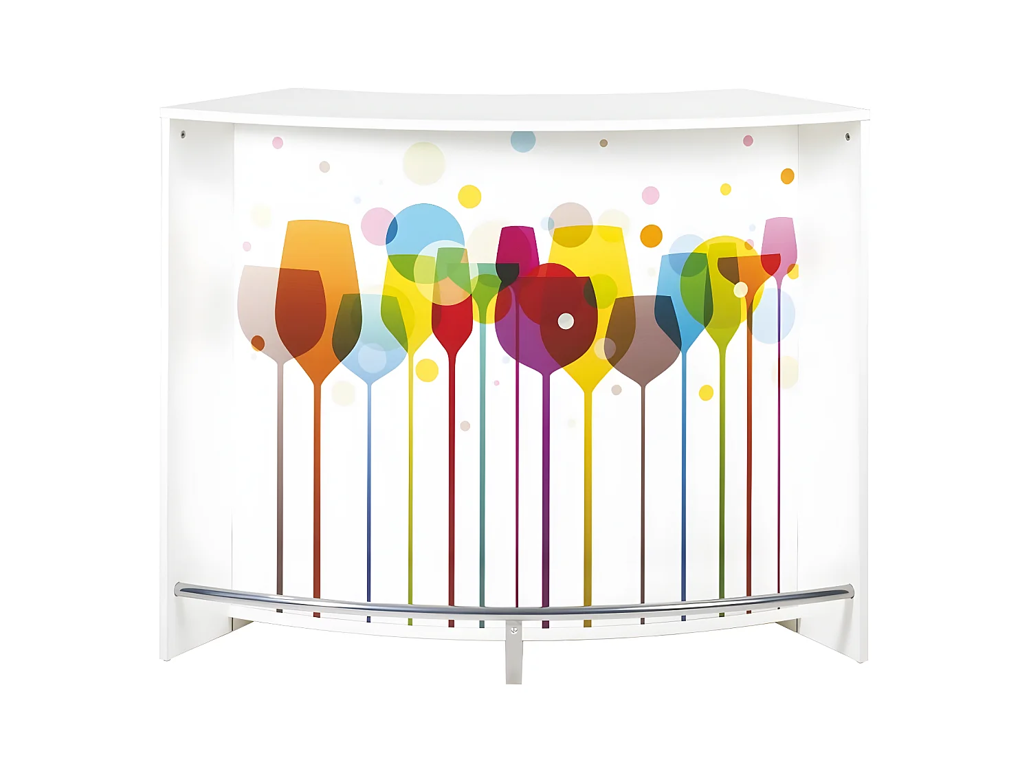 Comptoir de bar 2 portes blanc et imprimé verre Snack 134cm